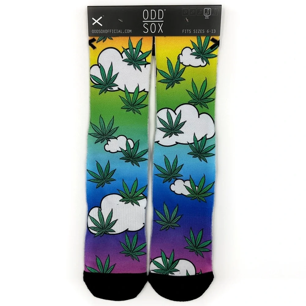 Odd Sox Crew Socks Rainbow Ombre Cloud 420 Mens Womens Fun Novelty Gift